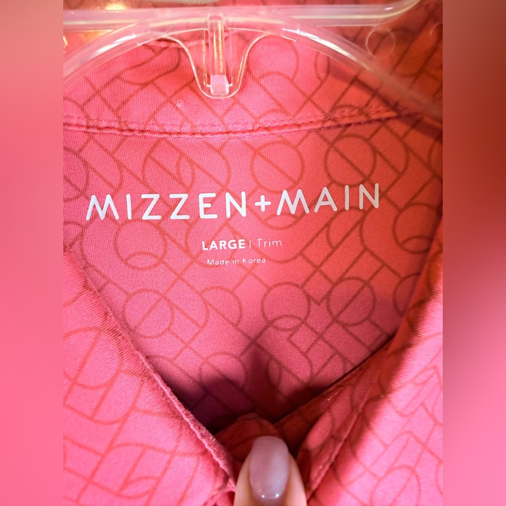 Mizzen+Main Mens Large Trim Golf Polo Shirt Coral Pink Performance - Picture 4 of 9
